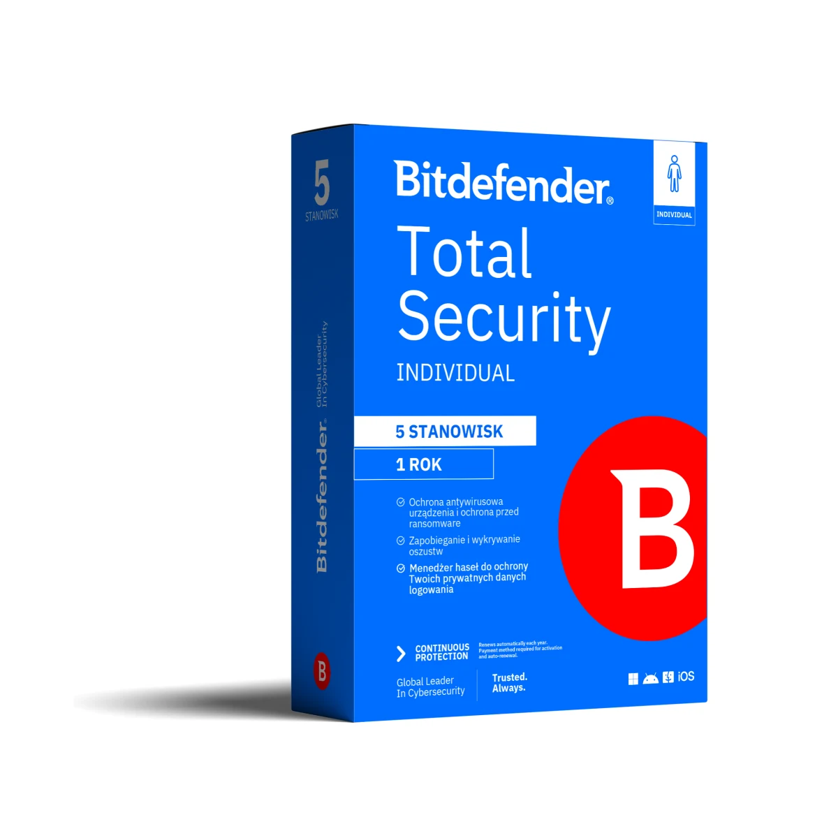 Bitdefender Total Security Individual – 5 stanowisk / 1 rok Bitdefender Total Security Individual – 5 stanowisk / 1 rok