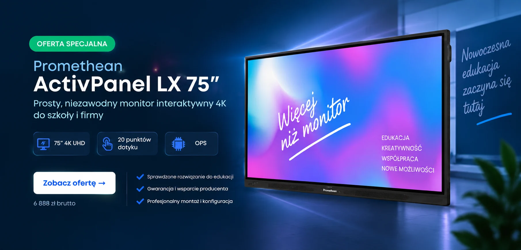 Promethean ActivPanel LX 75 – oferta Monitory EDU